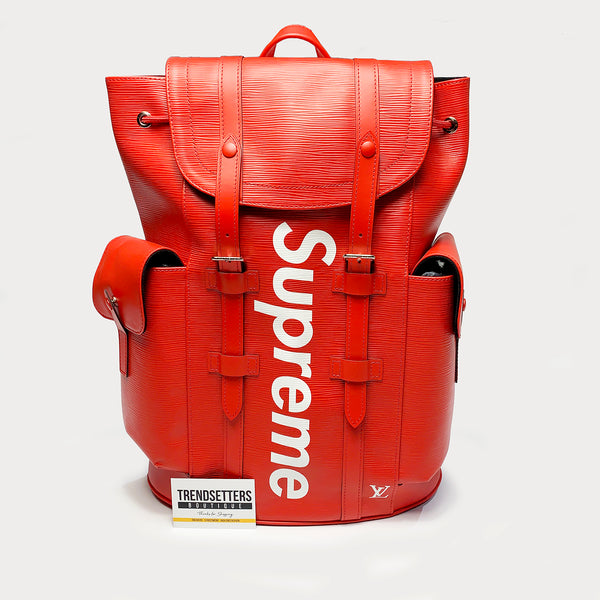 Louis Vuitton X Supreme Christopher Backpack Epi PM Red for Men