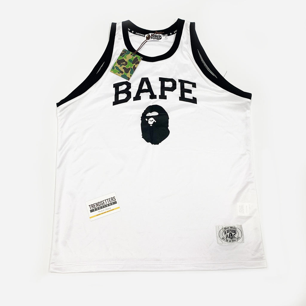 A BATHING APE BAPE HEAD BASKETBALL JERSEY WHITE – TrendsettersBoutique