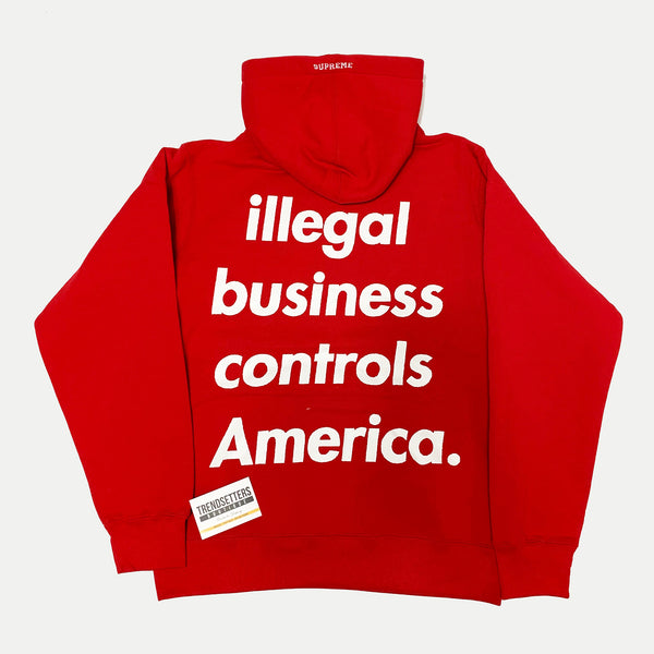 Supreme Illegal Business Runs America Hooded Sweatshirt Red (SS18)